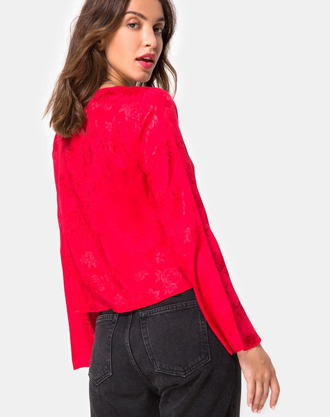 Merida Blouse in Satin Red