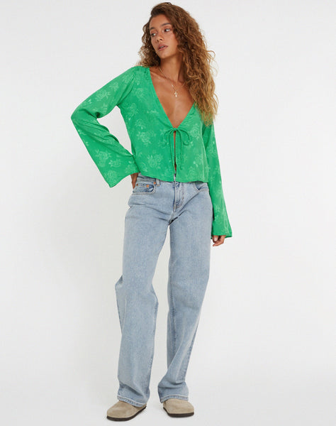 image of Merida Top in Satin Rose Jade Green