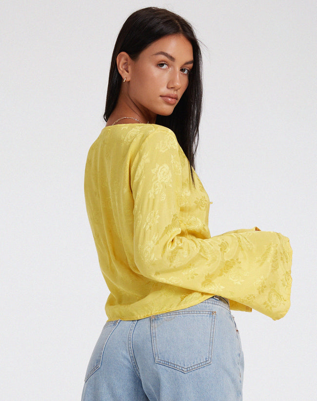 image of Merida Top in Satin Rose Sunshine Yellow