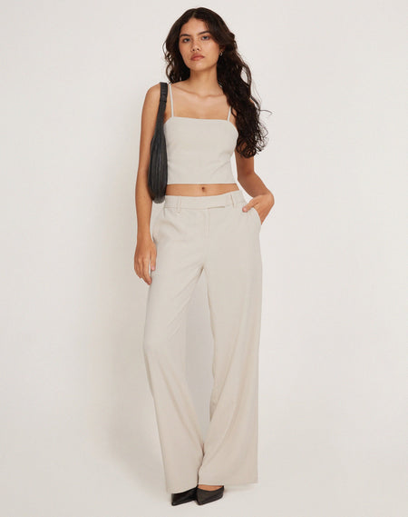 Sakaria Wide Leg Trouser in Tailoring Stone