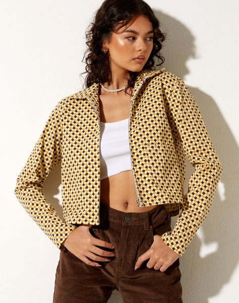 Image of Mesha Jacket in Wavy Checker Yellow