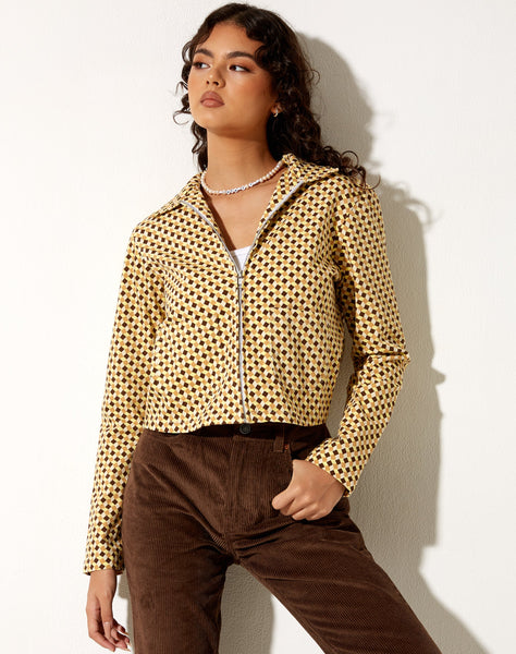 Image of Mesha Jacket in Wavy Checker Yellow