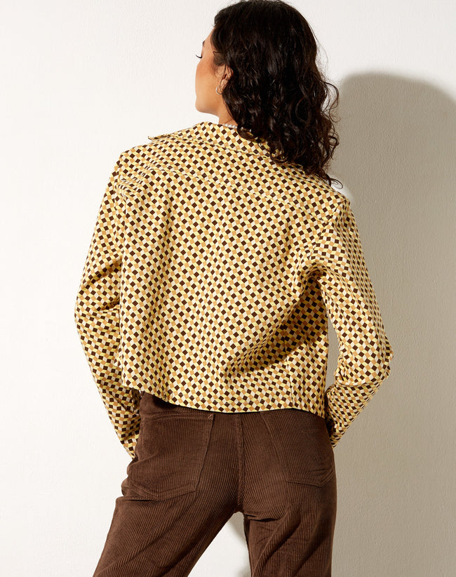 Image of Mesha Jacket in Wavy Checker Yellow