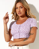 Image of Mieye Crop Top in Ditsy Rose Lilac