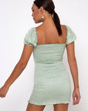 Milina Mini Dress in Hammered Satin Seafoam