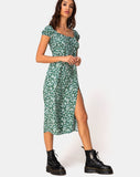 Milla Dress in Floral Field Green