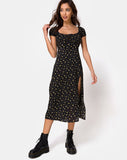 Milla Midi Dress in Pretty Petal Black