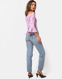 Mingga Off The Shoulder Top in Forget Me Not Lilac
