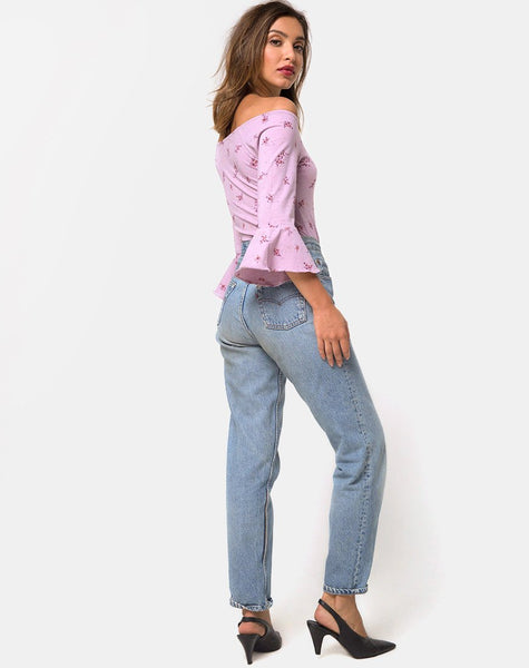 Mingga Off The Shoulder Top in Forget Me Not Lilac