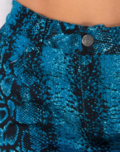 Mini Broomy Skirt in Snake Blue