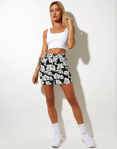 Image of Mini Broomy Skirt in Vacation Black and White