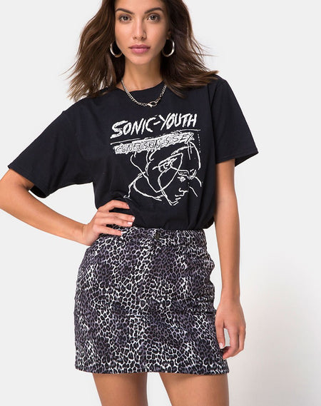 Saika Midi Skirt in Rar Leopard Grey