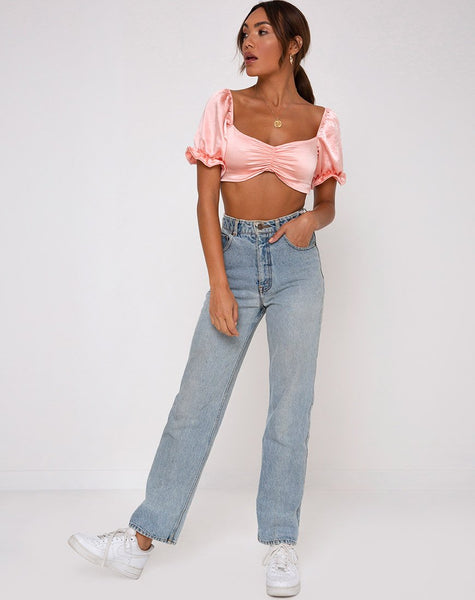 Image of Mirella Crop Top in Satin Peach