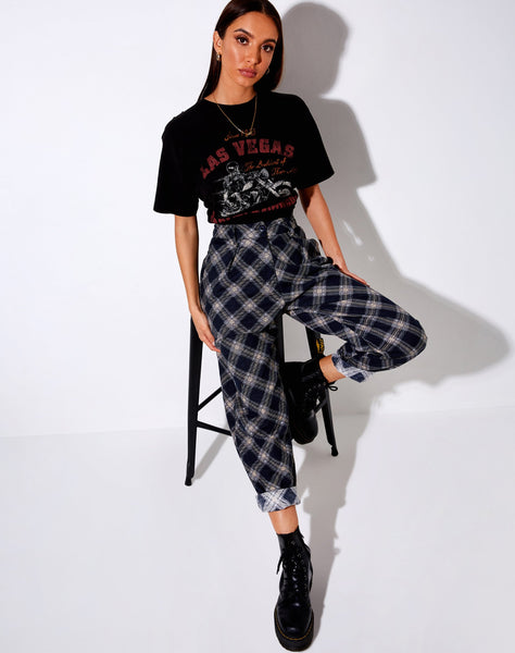 Misca Trouser in 20's Check Black and Grey