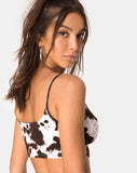 Misda Crop Top in Cow Hide Brown and White