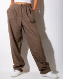 Misha Wide Leg Trouser in Houndstooth Brown