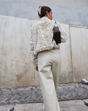 Nero Ring Pull Jacket in Animal White and Cream