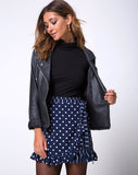 Miza Mini Skirt in Spot and Stripe Navy