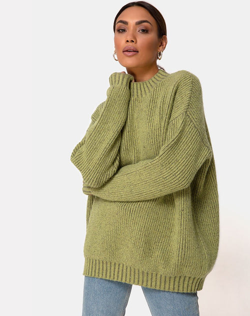 Mody Jumper in Green Rib