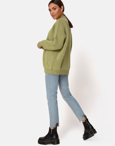 Mody Jumper in Green Rib