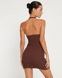 image of Mogi Halterneck Mini Dress in Chocolate Rib Knit