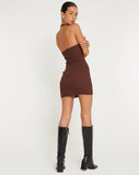 image of Mogi Halterneck Mini Dress in Chocolate Rib Knit