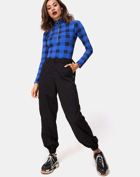 Molaka Highneck Bodice in Tartan Blue