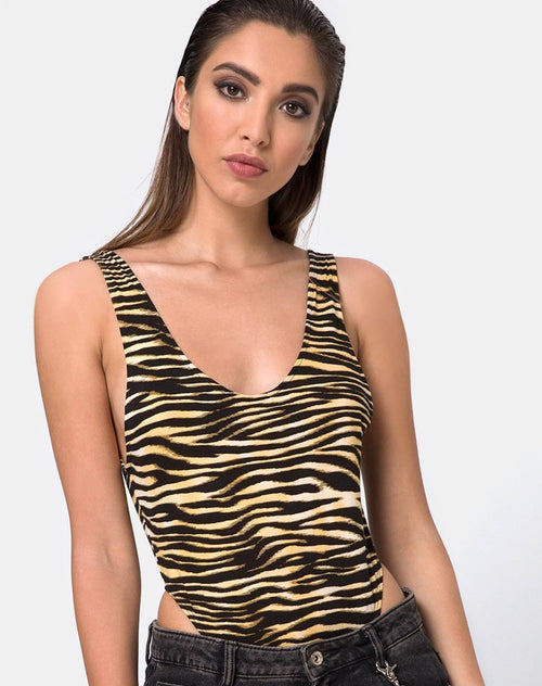 Molemo Plunge Bodice in Zip's Zebra Brown