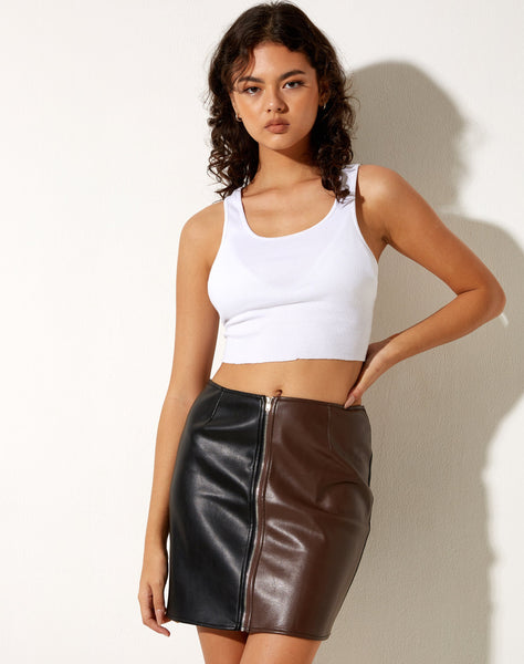 Image of Molu Mini Skirt in PU Bitter Chocolate