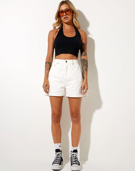 Image of Mom Denim Short in White Wash