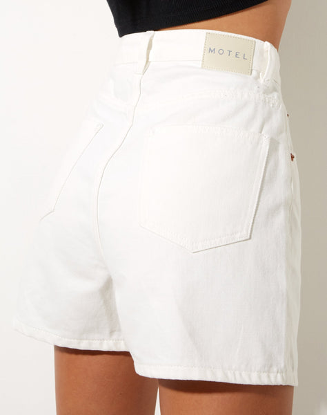 Image of Mom Denim Short in White Wash