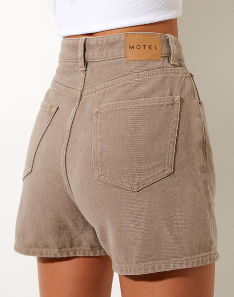 Image of Mom Denim Short in Burnt Olive