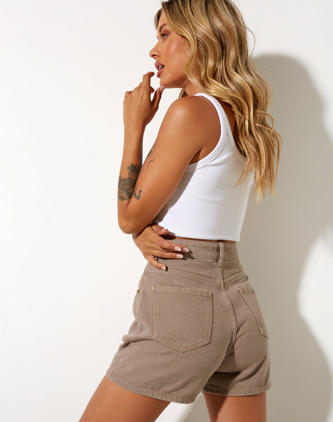 Image of Mom Denim Short in Burnt Olive