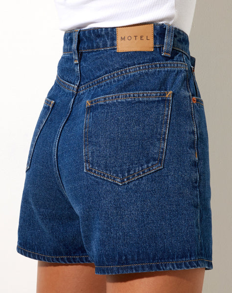 Image of Mom Denim Short in Classic Blue