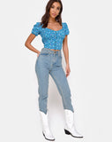 Monda Top in Bloom Baby Blue