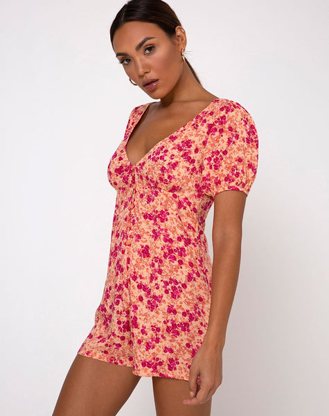 Mora Playsuit in Dark Wild Flower Cantaloupe