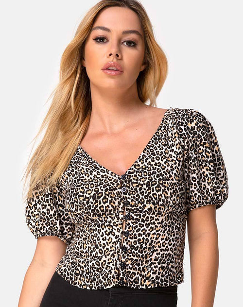 Moria Top in Rar Leopard Brown