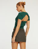 image of Morsche Cut Out Crop Top in Forest Green