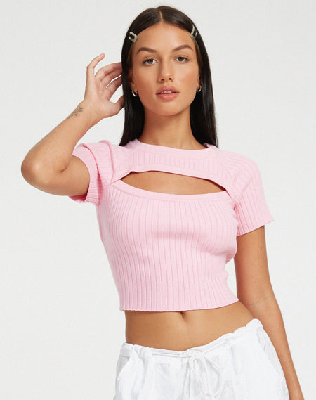 Morsche Cut Out Crop Top in Black