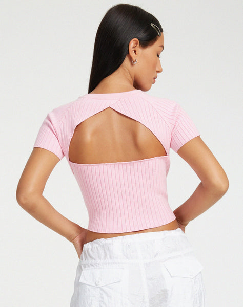 image of Morsche Cut Out Crop Top in Pink