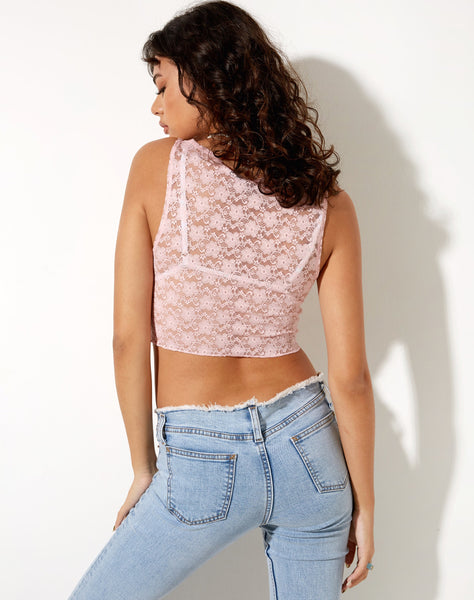 Image of Morta Crop Top in Lace Sweet Pink