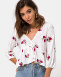 Mosca Plunge Top in Grunge Rose Ivory