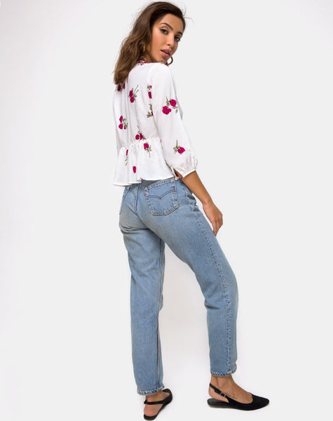 Mosca Plunge Top in Grunge Rose Ivory