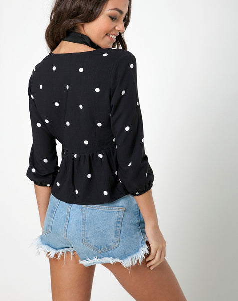 Mosca Top in Polkadot Black and white