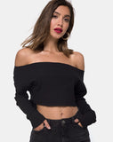 Moss Crop Jumper in Black Rib