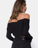 Moss Crop Jumper in Black Rib