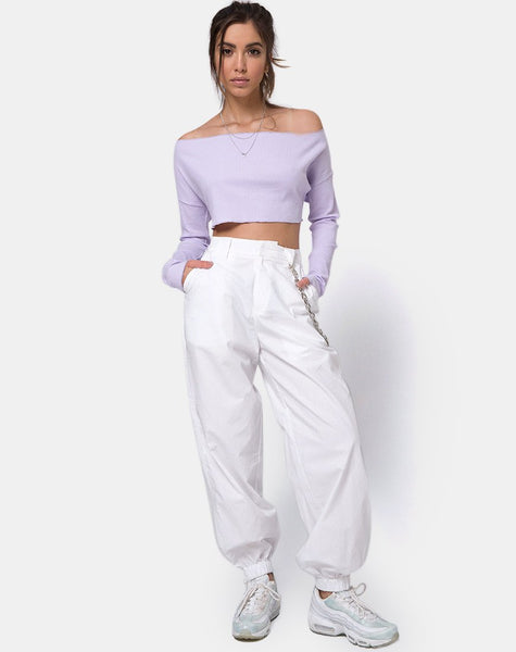 Moss Crop Jumper in Lilac Rib