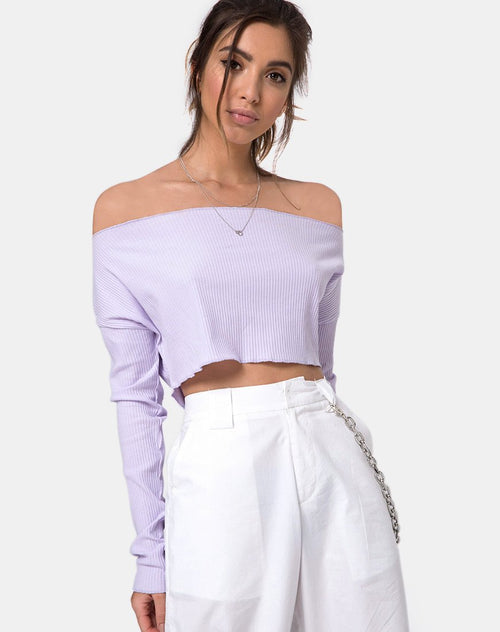 Moss Crop Jumper in Lilac Rib