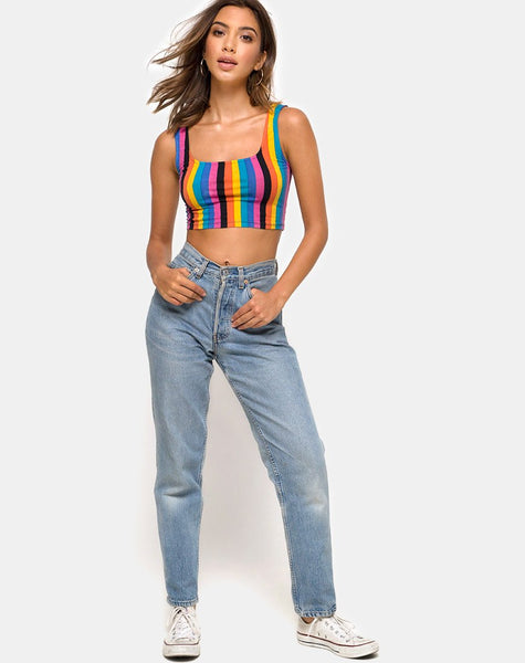 Mucell Crop Top in New Vertical Mixed Stripe