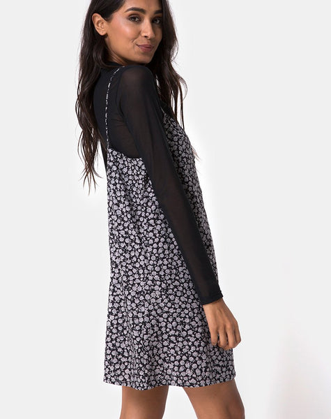 Image of Sanna Slip Dress in Ditsy Rose Black